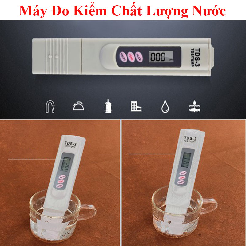 Máy kiểm tra chất lượng nước, bút thử nước, máy đo độ mặn, máy đo độ tinh khiết nước tds- 3 cao cấp, đo nhanh, chính xác, nhỏ gọn,