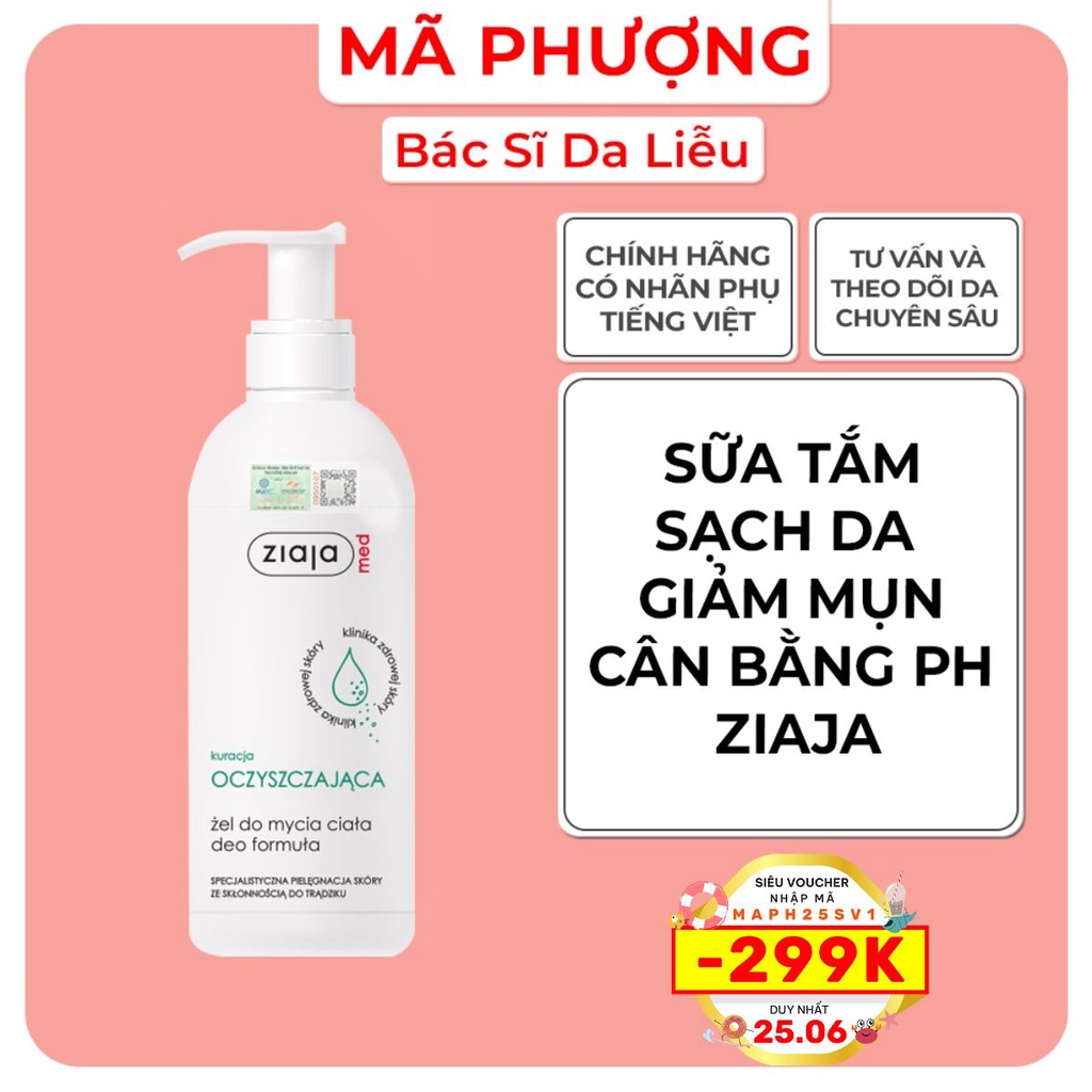 Sữa tắm cho da mụn nấm ziaja 400ml