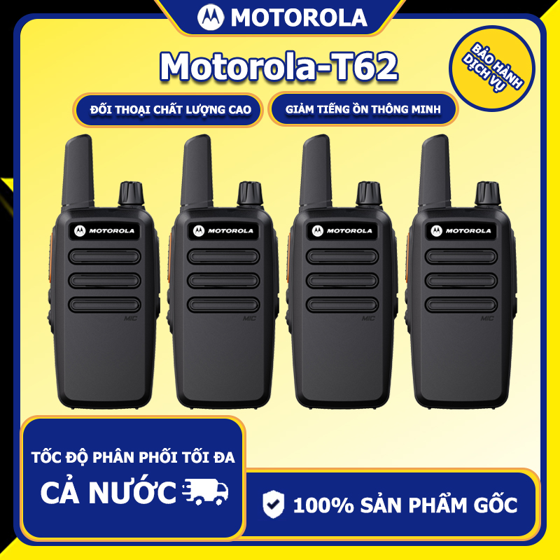 MOTOROLA-T62【bộ 4 món】Máy bộ đàm truyền tải không dây hai chiều, kết nối nhanh chóng, hiệu quả và ổn định hơn, chống sốc và chịu va đập.