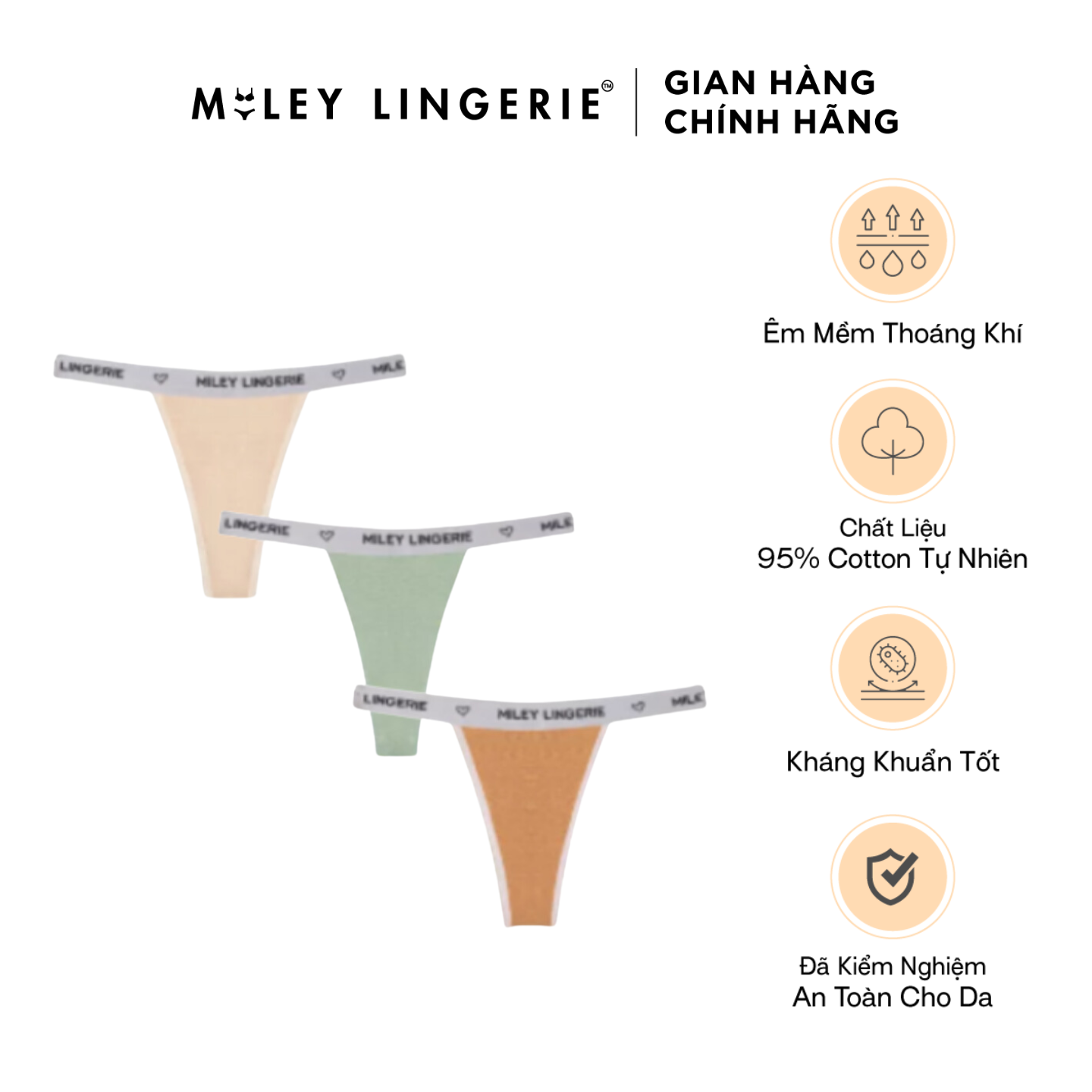 Combo 3 Quần Lót Lọt Khe Nữ Melange Active Chất Liệu Kháng Khuẩn Thoáng Khí Miley Lingerie