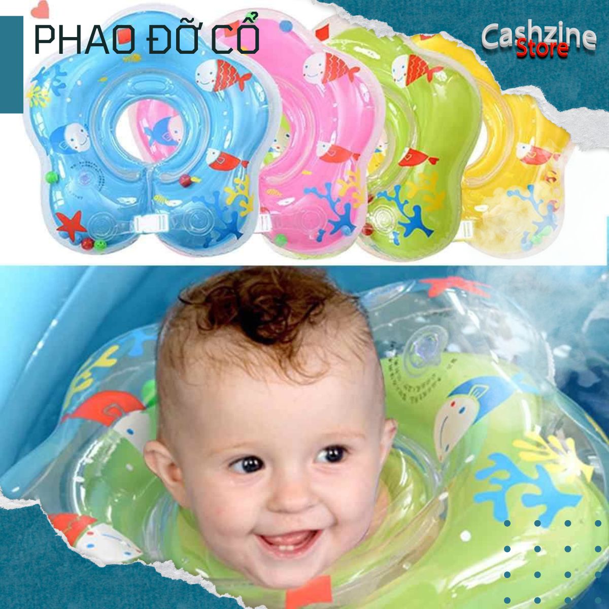 Phao cổ cho bé, phao bơi cổ cho bé sơ sinh loại dày 2 lớp hàng chất lượng cao