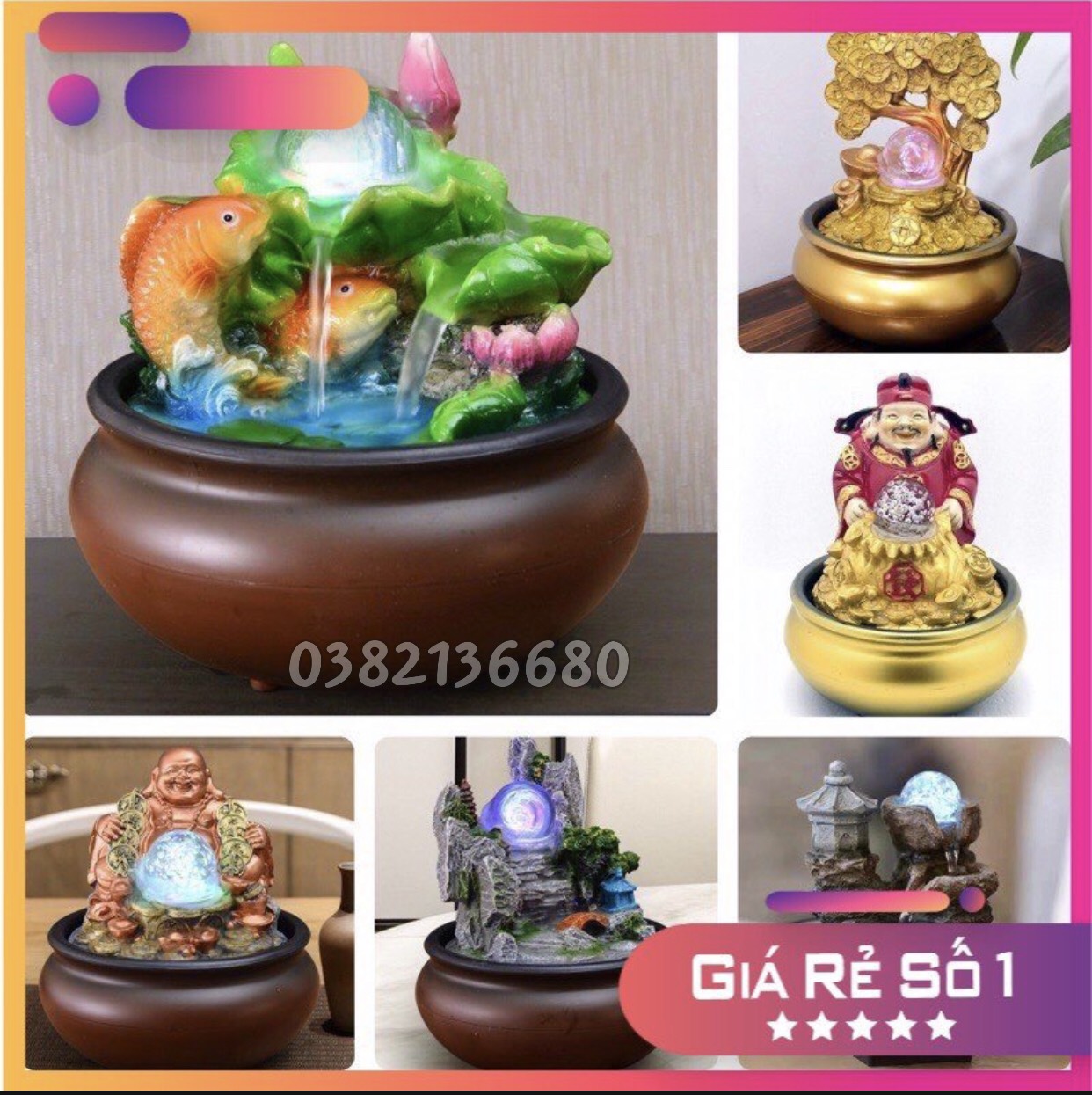 Thác nước phong thủy miniThác nước để bàn-thác phong thủy-Hòn non bộ-Tiểu cảnh