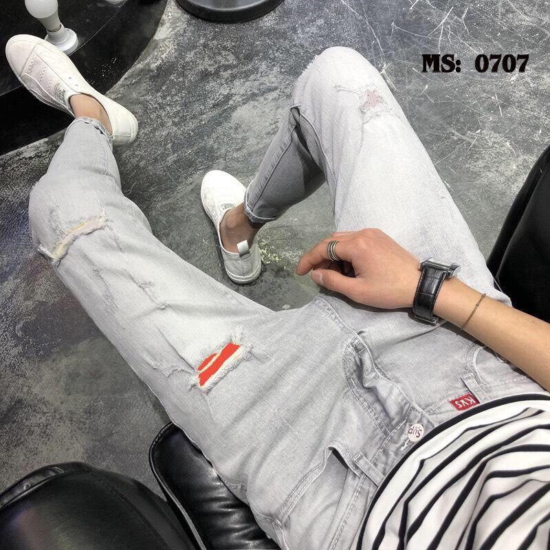 [HCM]QUẦN JEAN NAM XÁM XANH RÁCH CHẮP VÁ TRẺ TRUNG MT0707 VIOLET_FASHION