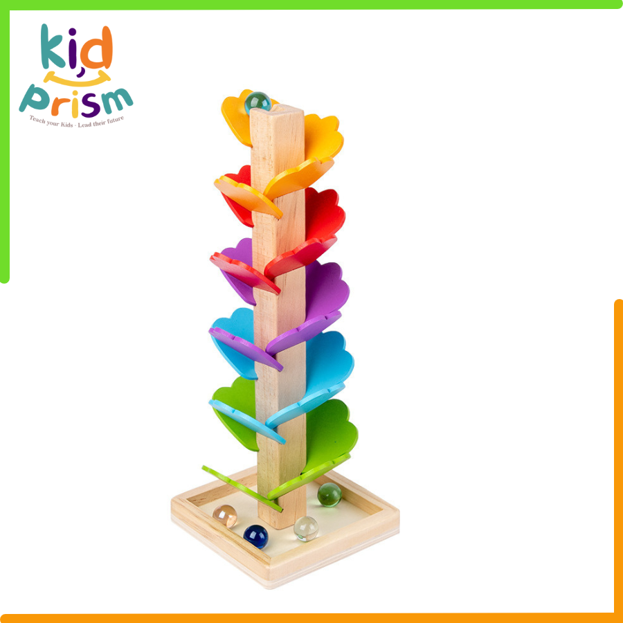 Đồ chơi tháp gỗ cầu vồng âm nhạc - đồ chơi thả bi cho bé yêu - đồ chơi montessori 0-3