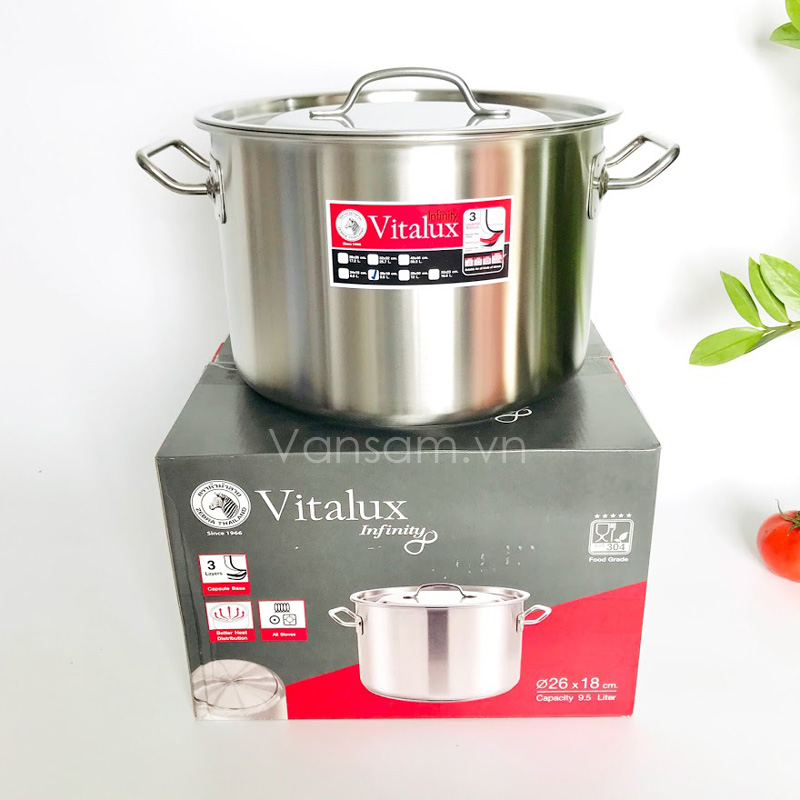 Nồi hầm xương vitalux inox 3 đáy zebra 26x18cm-171326, hàng thái lan, inox 304, nấu từ