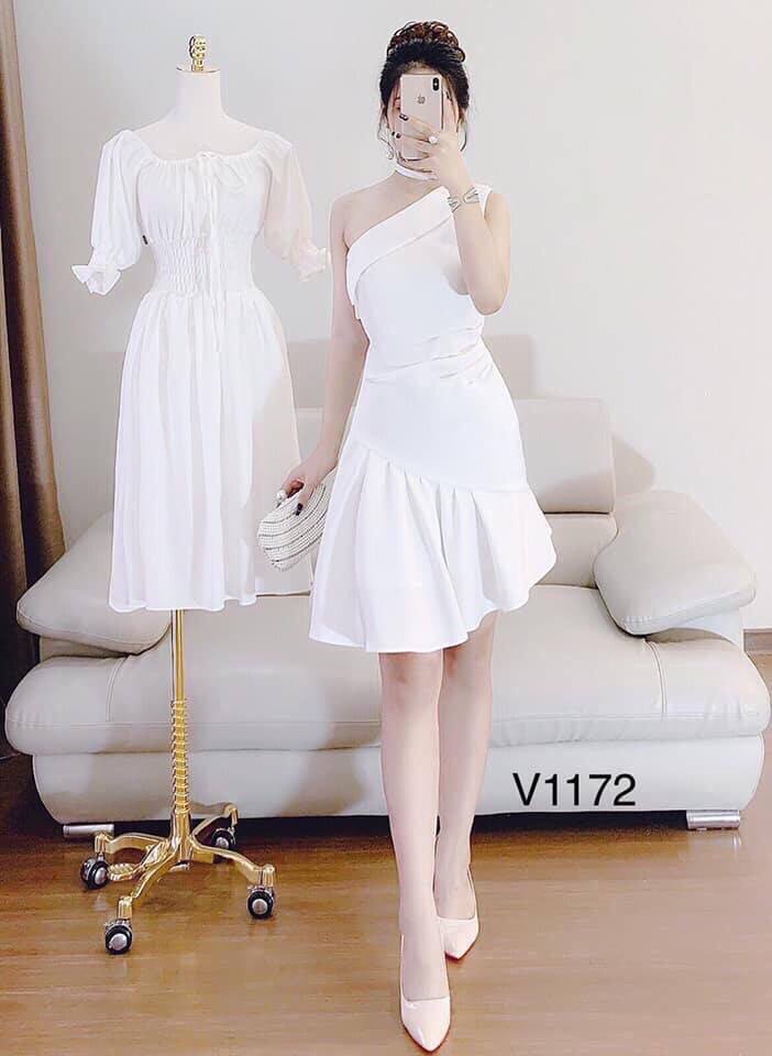 Đầm Nữ ( Váy Nữ ) Dự Tiệc Lệch Vai Dáng Suông Thời Trang Bambo