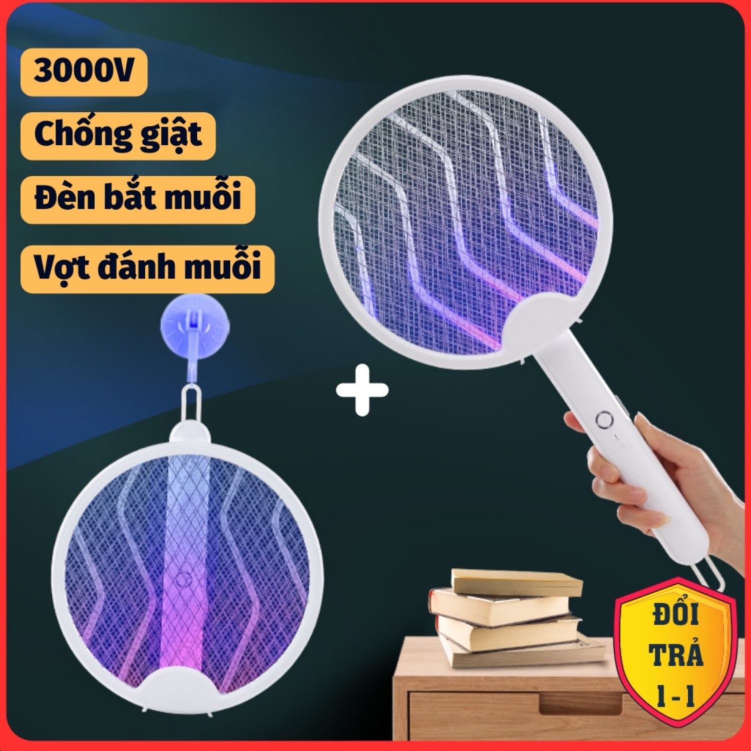 Vợt bắt muỗi gấp gọn 2in1 tự động thông minh tích hợp đèn ngủ