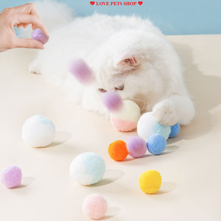 Đồ chơi banh bông cho Chó Mèo nhiều màu sắc vui nhộn - Love Pets Shop