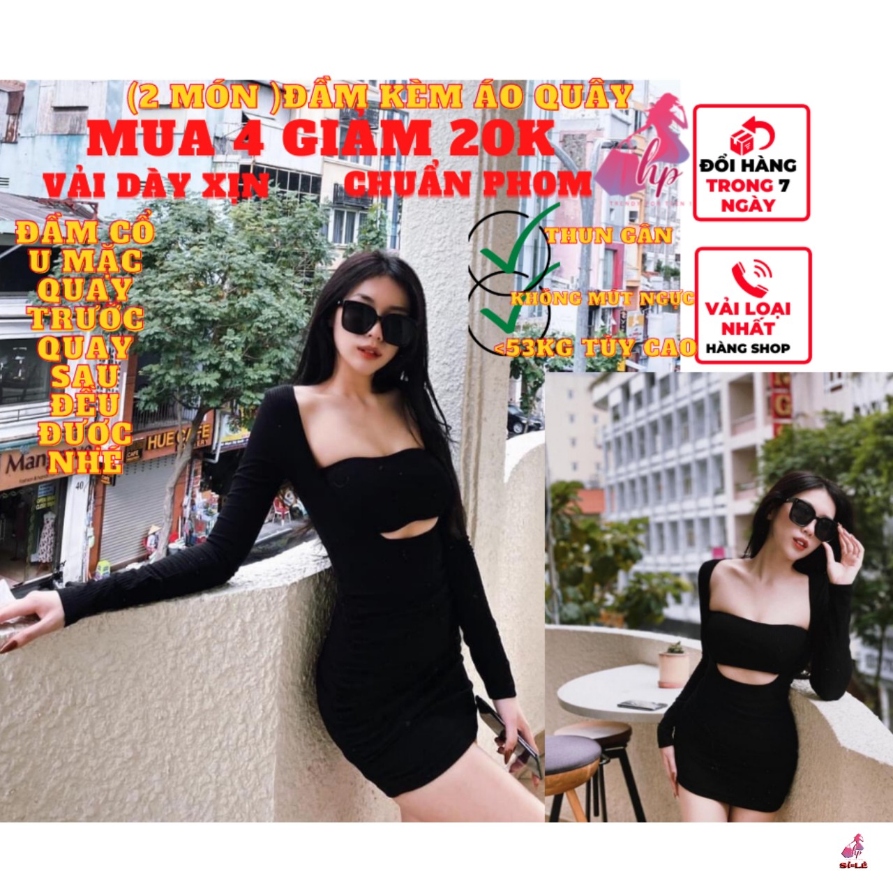 Váy đầm nữ body cổ U kèm áo ống quây ngực mặc 2 kiểu-VD101