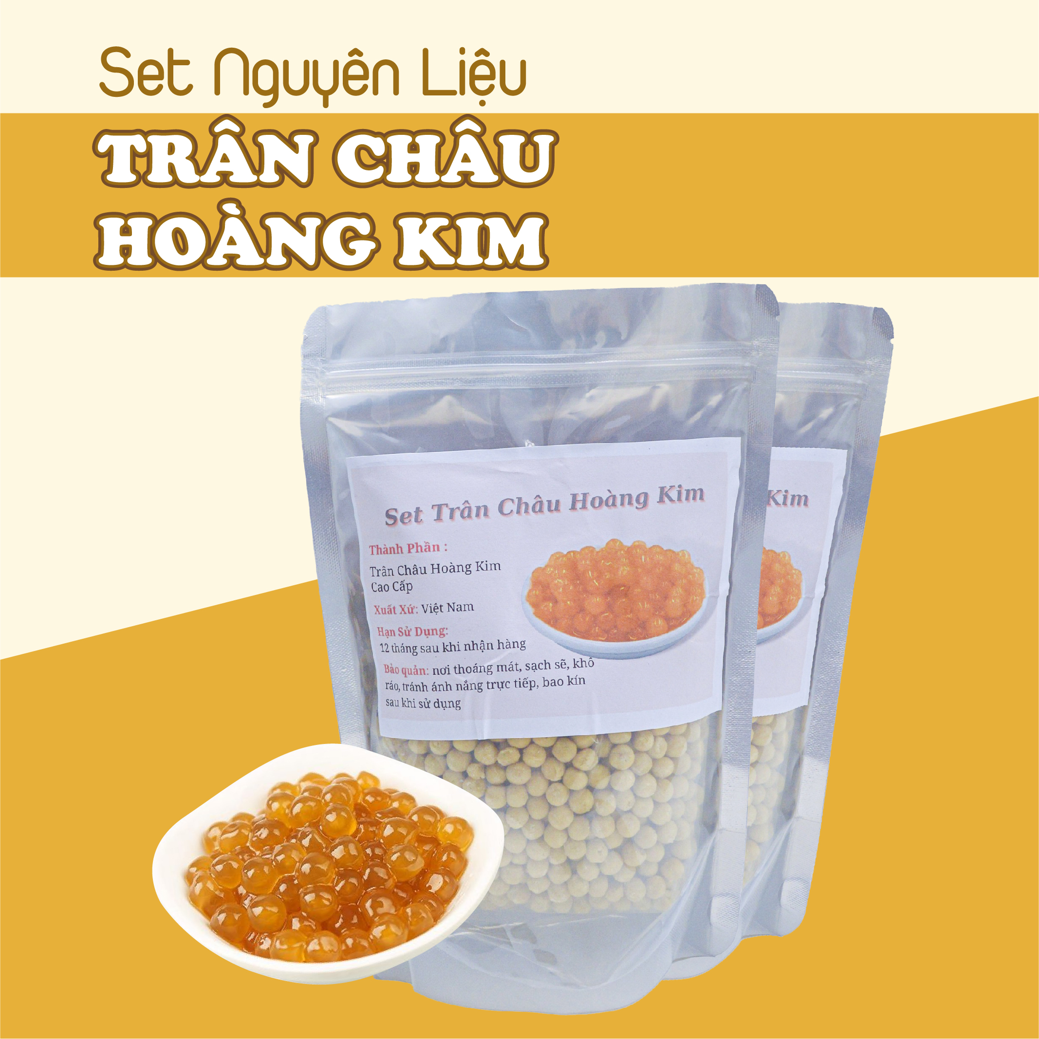 Trân Châu Hoàng Kim Cao Cấp Nguyên Liệu Tự Pha Trà Sữa Gói 500g TRÀ SỮA BẾP CUTE OFFICIAL