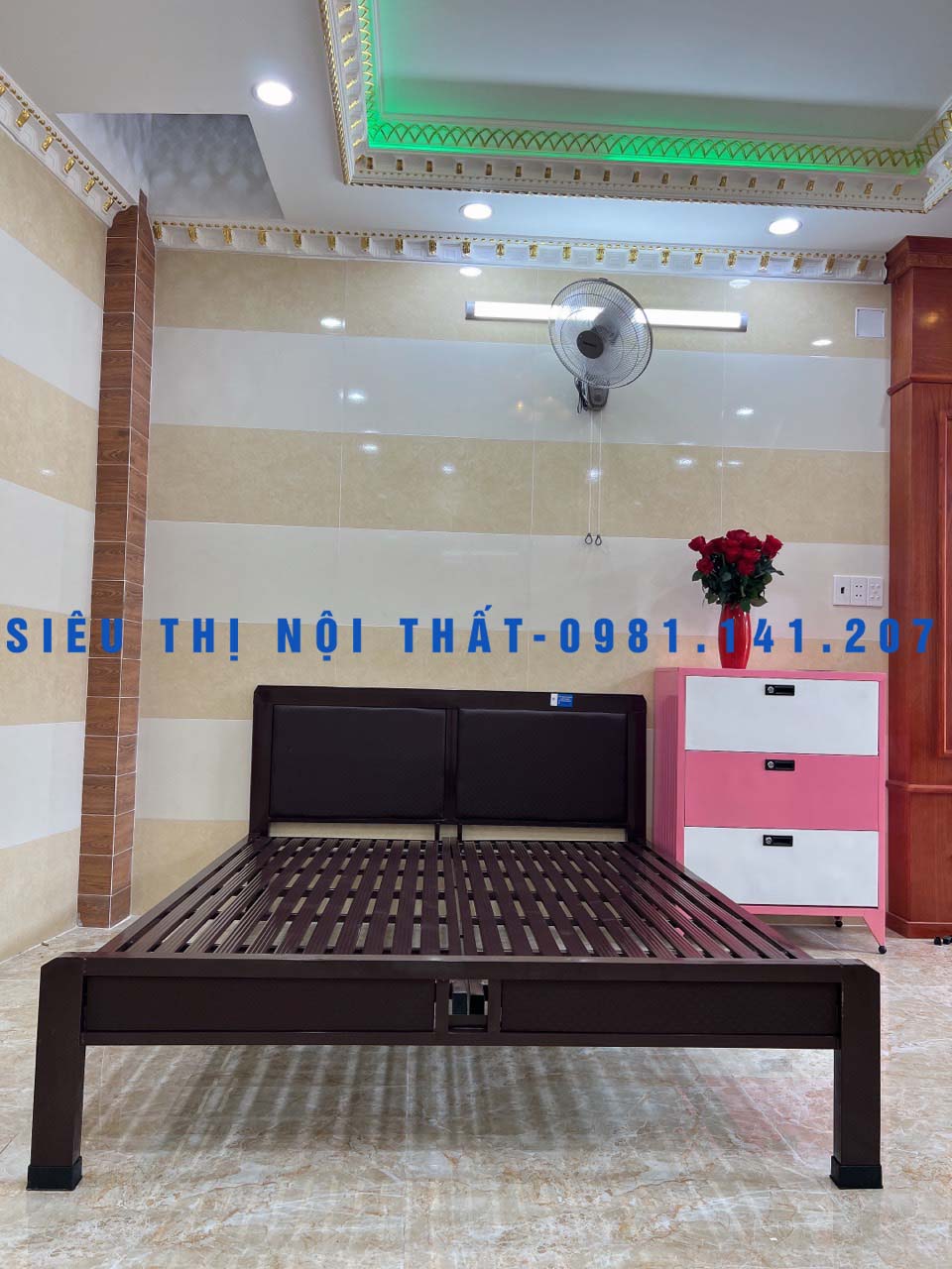 Giường sắt gia đình, kích thước 1m8x2m, sắt hộp 48 cứng cáp chắc chắn - Miễn phí vận chuyển lắp đặt HCM