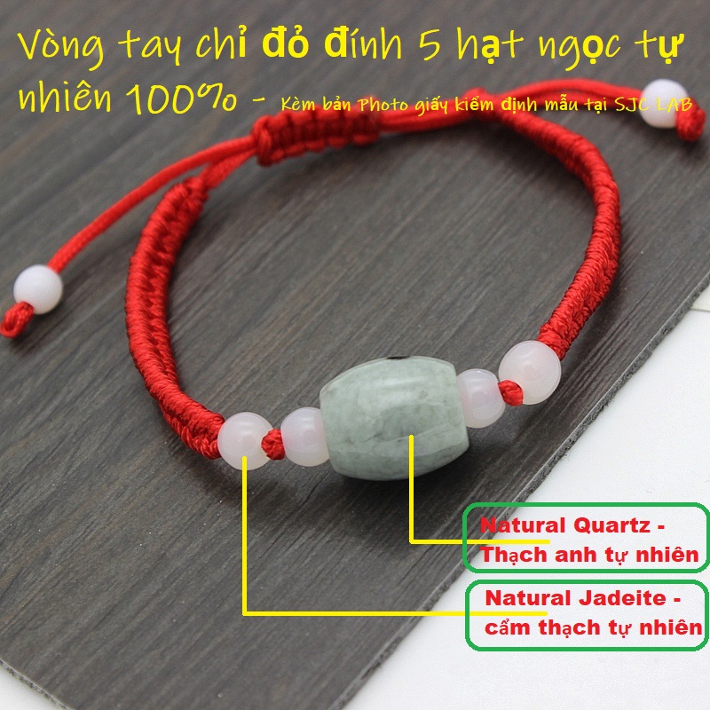 Vòng tay chỉ đỏ phong thủy đính đá tự nhiên, mang lại may mắn tài lộc và tình duyên