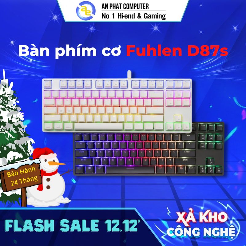Bàn phím cơ fuhlen d87s rgb red switch - bh chính hãng 24 tháng