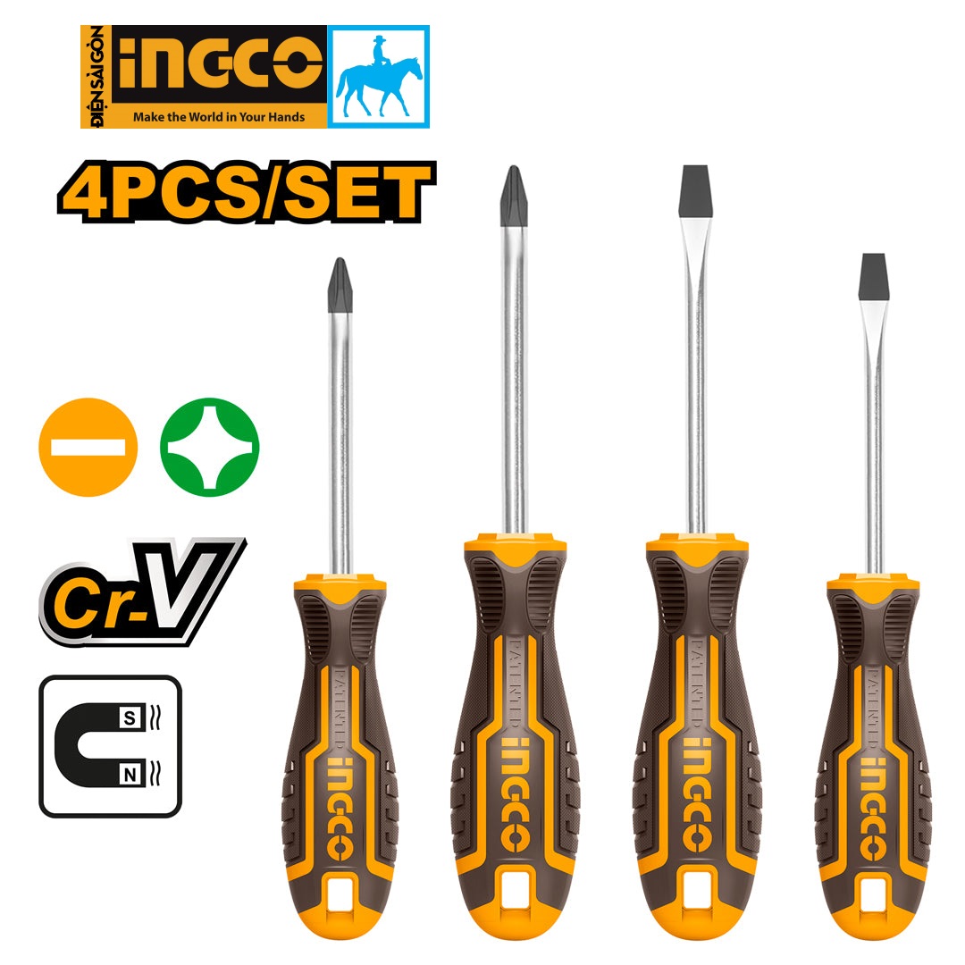 Bộ 4 cây tua vít nam châm crv total ingco 20180 hksd0428