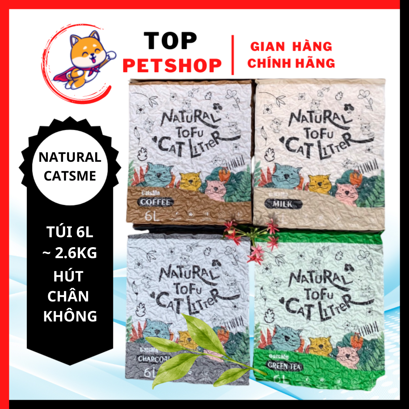 Cát đậu nành CATSME, NATURAL CATSME Túi 6L cát đậu nành CATSME cho mèo