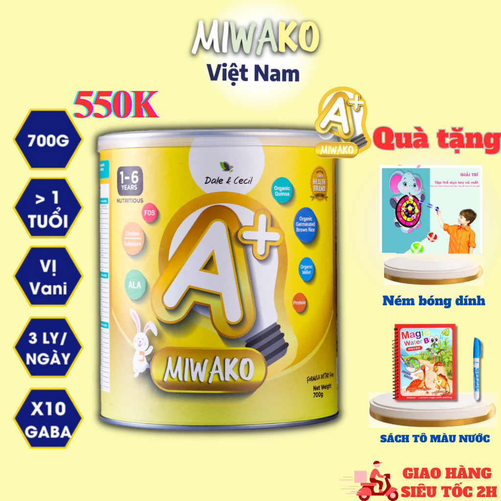 Sữa công thức hạt thực vật hữu cơ MIWAKO A+ (700g x 1 hộp)