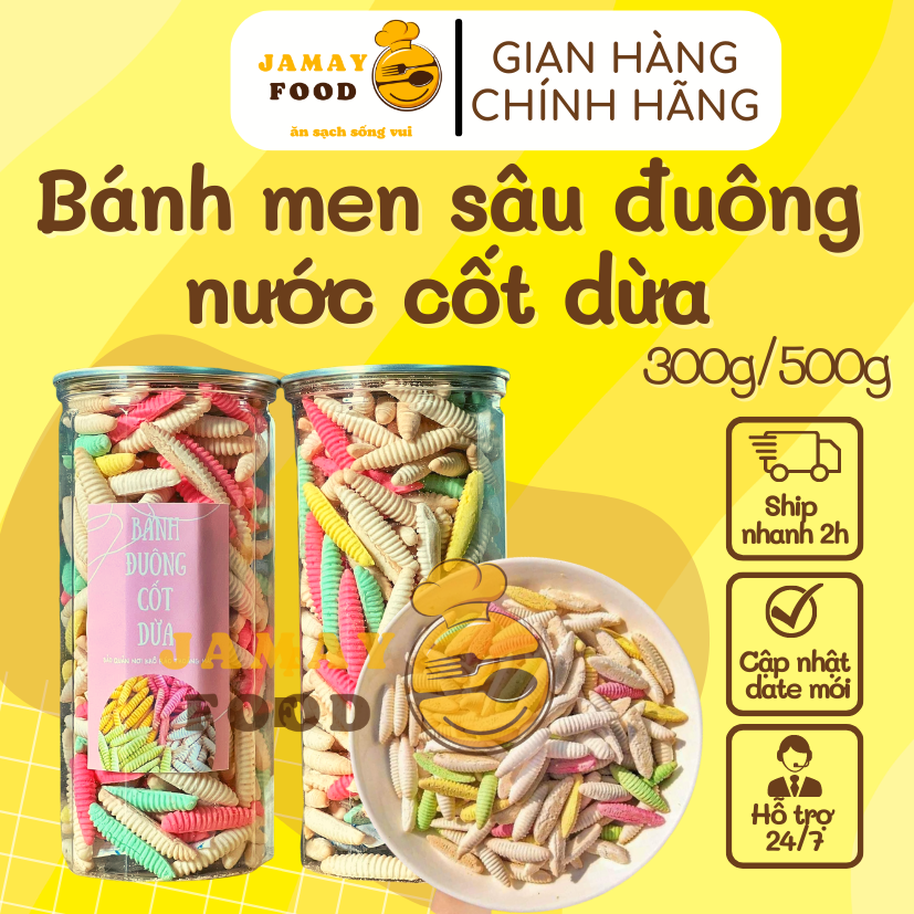 Bánh men đuông nước cốt dừa hủ 300g thơm béo giòn rụm | Ăn vặt Jamay Food