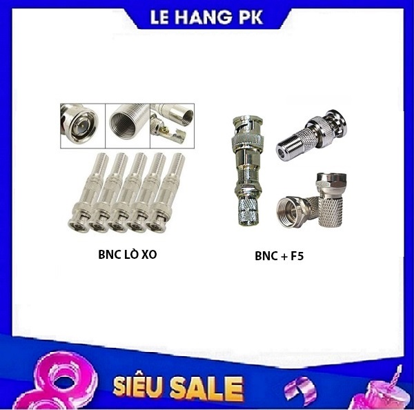 [HCM]Jack BNC Nối Cáp Đồng Trục Cho Camera Lò Xo Vàng - Chịu Nhiệt Tốt