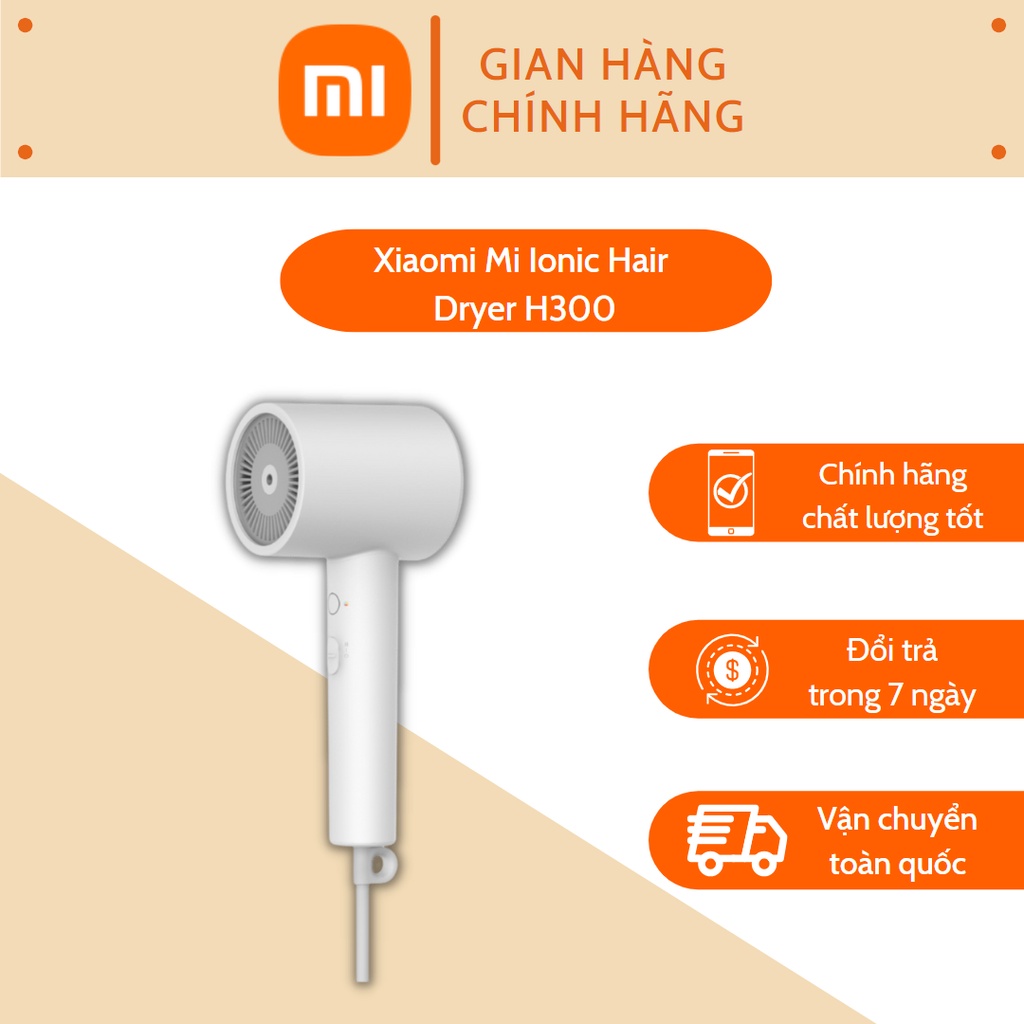 Máy sấy tóc Xiaomi Mi Ionic Hair Dryer H300 EU Máy sấy làm tóc mềm mại, giảm khô rối - Máy sấy tóc chính hãng Digiworld