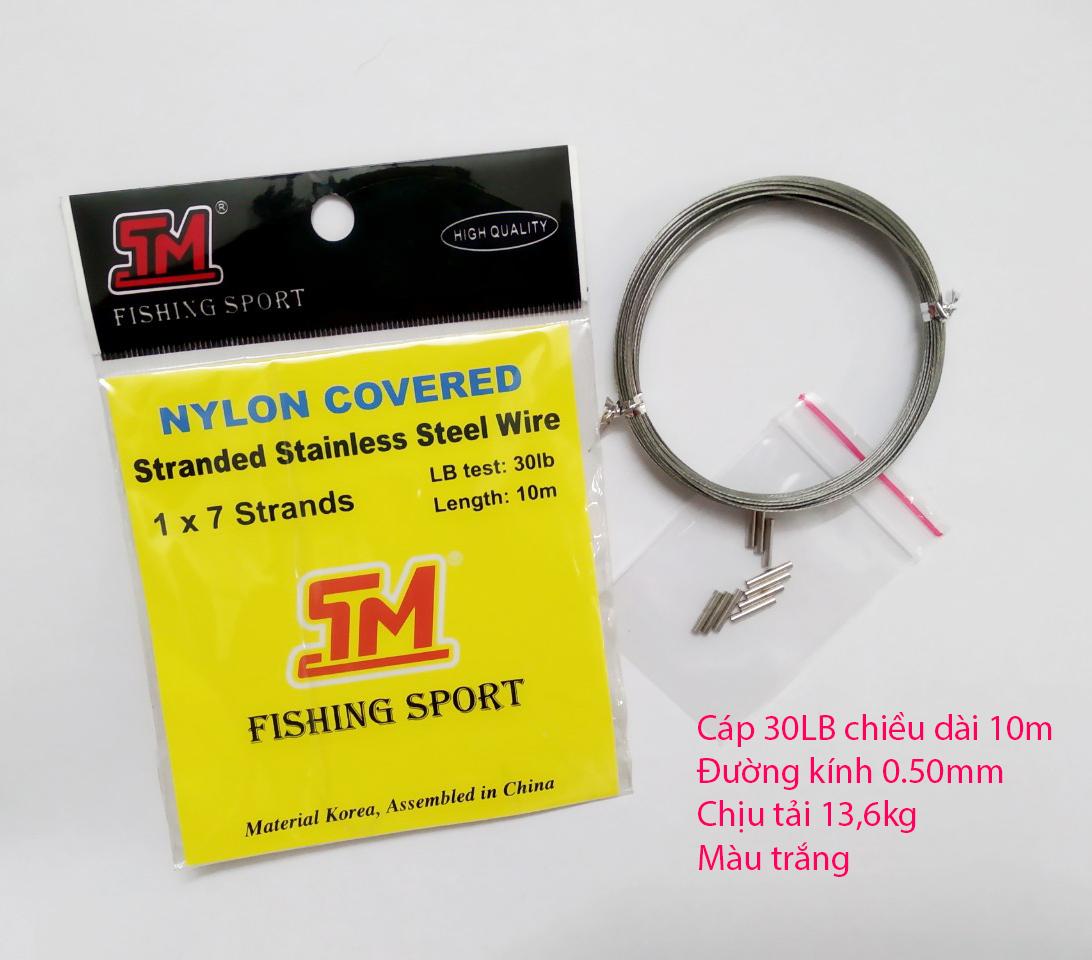 [HCM]Dây Cáp Câu Cá Cao Cấp TM Fishing  30LB - 10m - Tải cá 136kg - Đường Kính 0.50mm