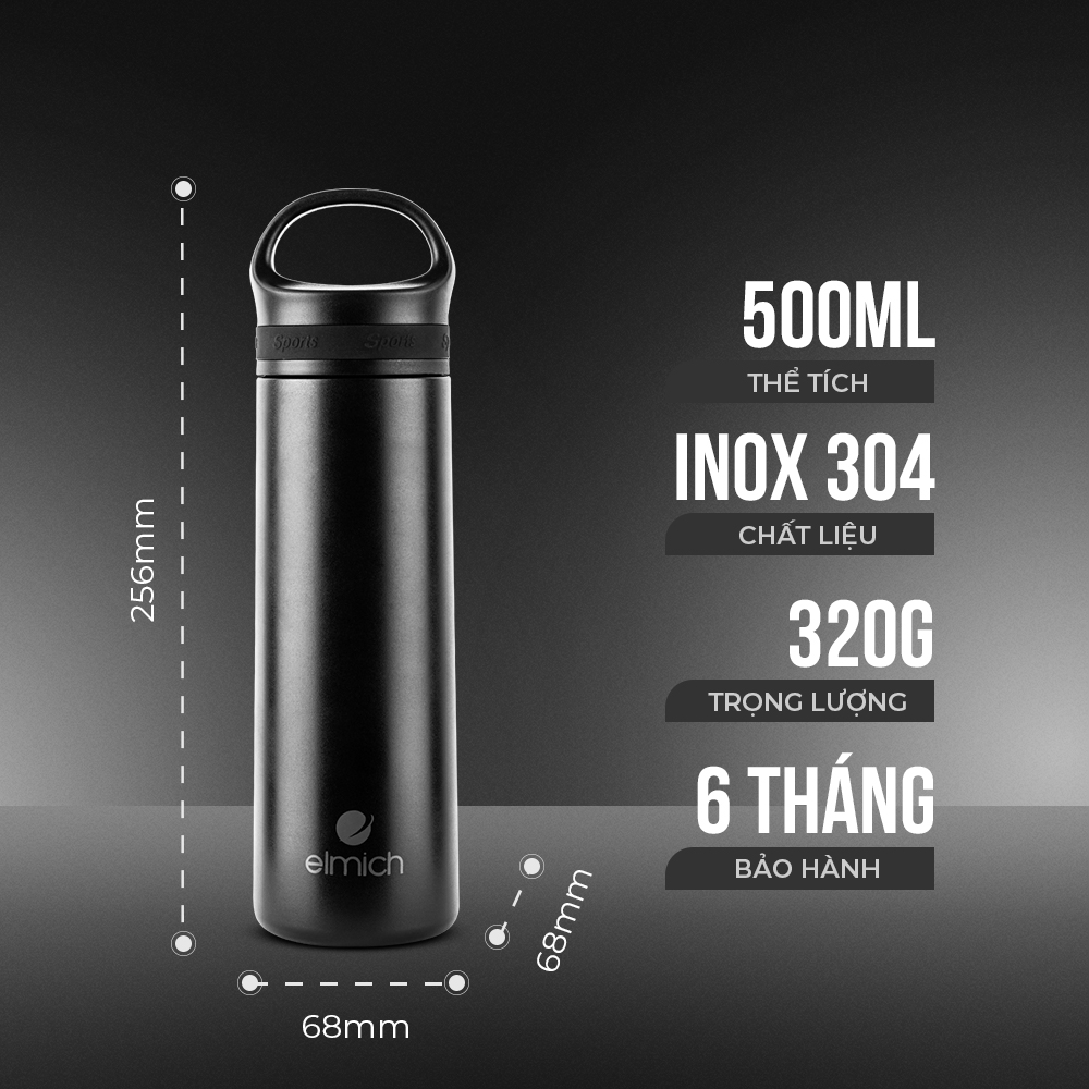 Bình giữ nhiệt inox 304 elmich el-3686ol dung tích 500ml