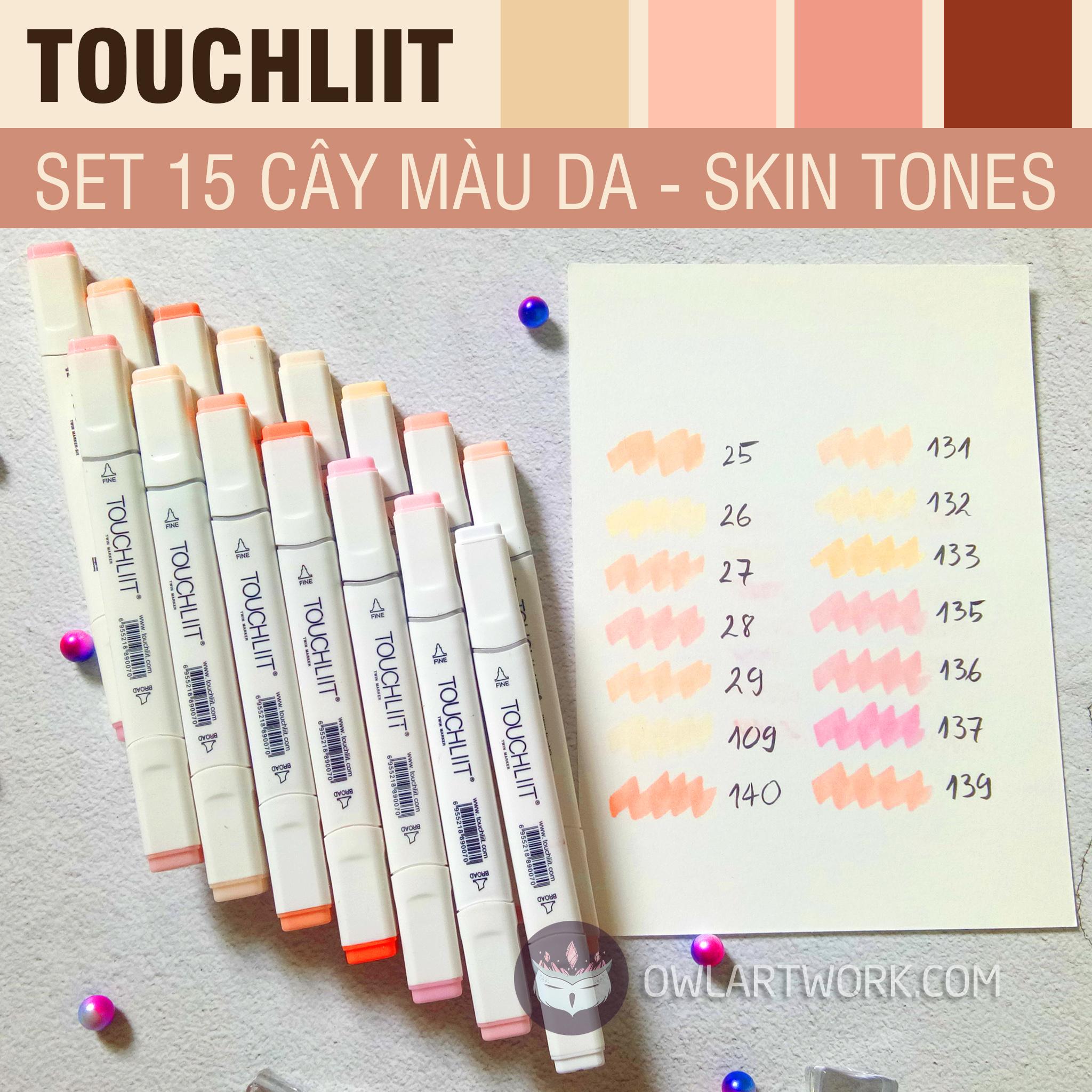 [HCM]Bút marker Touchliit 6 set 15 cây màu da – Tặng kèm túi vải