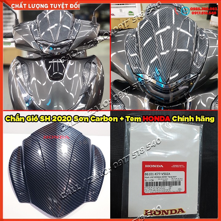 Combo chắn gió sh 2020 - 2021 sơn carbon + tem honda chữ đỏ chính hãng