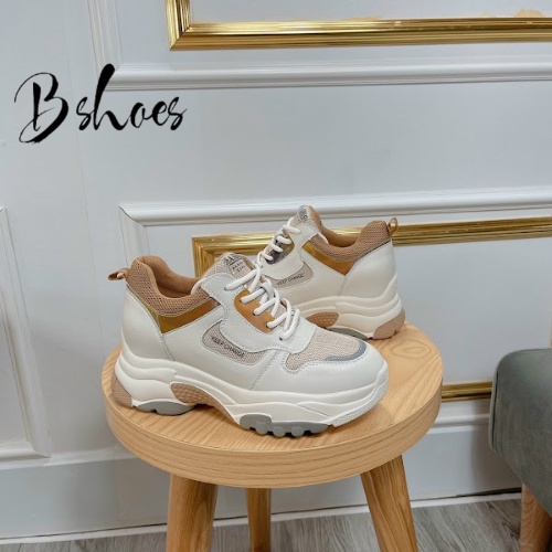 Giày thể thao nữ độn đế, chất da thật phối lưới, giày sneaker nữ phối màu siêu đẹp, tăng chiều cao TT2