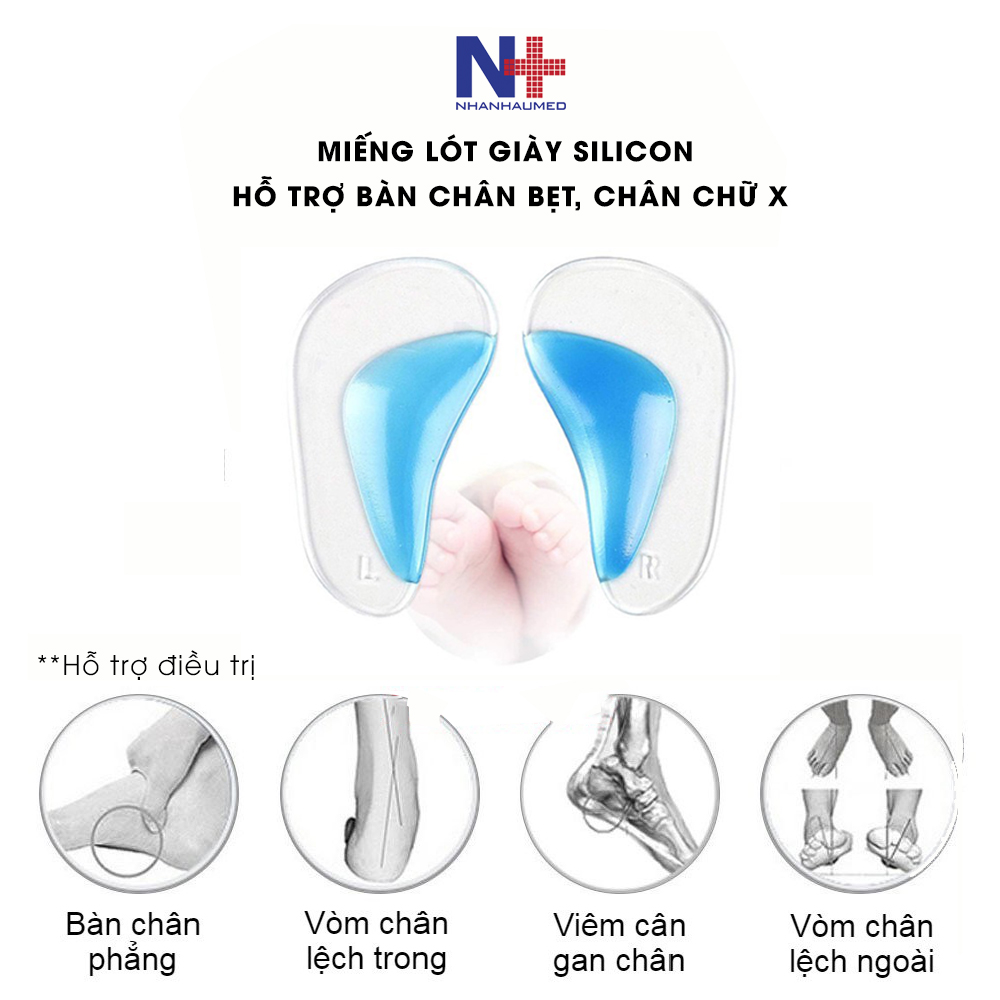 Đế Lót Giày Silicon Hỗ Trợ Chỉnh Hình Bàn Chân Bẹt