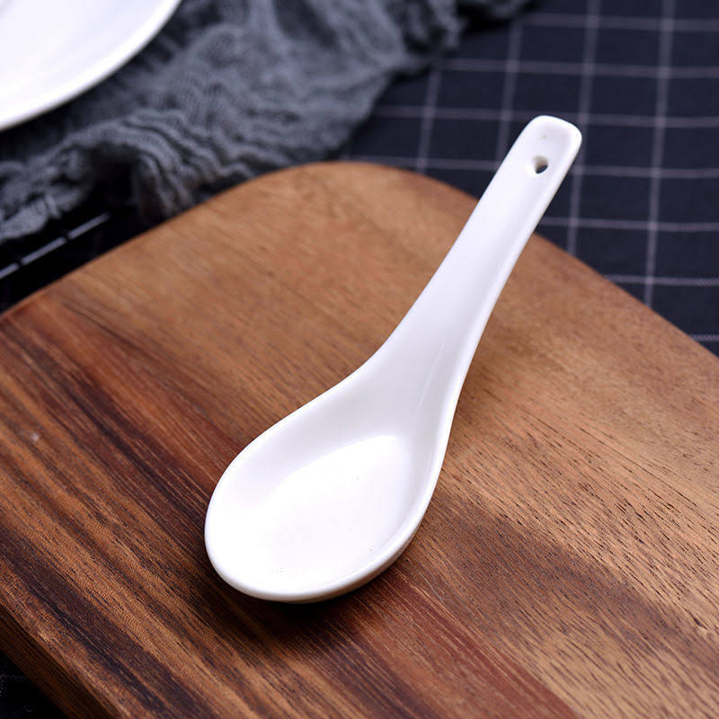 Muỗng sứ trắng - Muỗng sứ ăn cơm, súp, cháo - 01 cái muỗng trắng bằng gốm sứ - Gốm sứ cao cấp