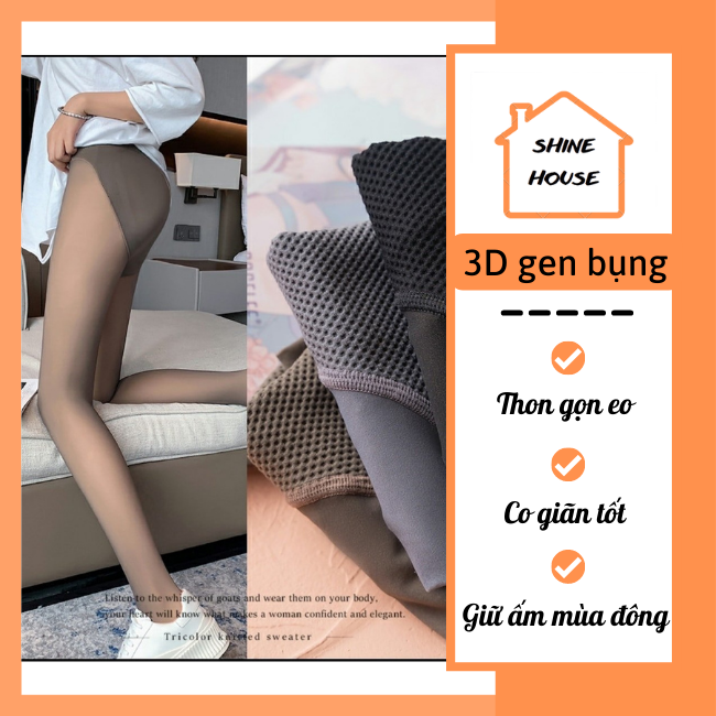 Quần tất 3D gen bụng cạp cao ôm bụng, đều vòng eo, giúp thon gọn vòng eo