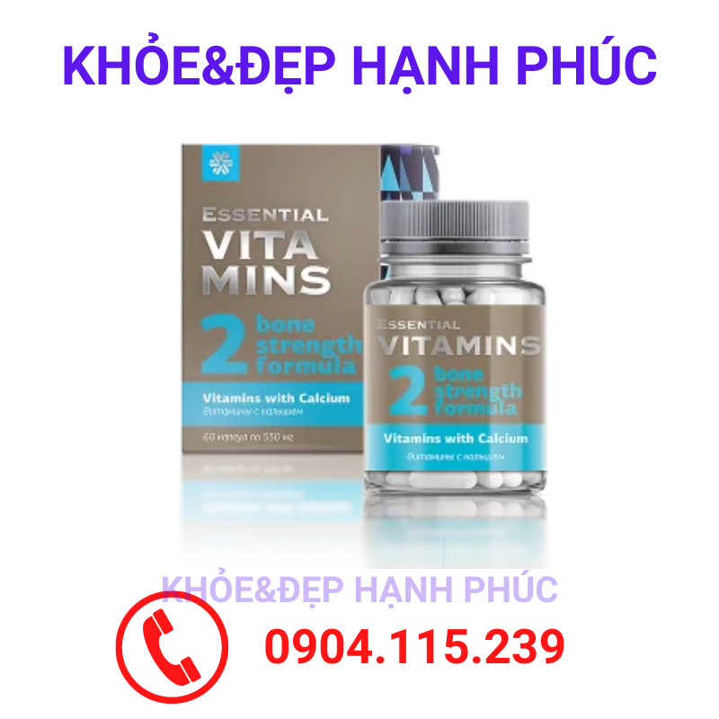 Thực phẩm bảo vệ sức khỏe Essential Vitamins 2 Vitamins with Calcium – 60 viên/lọ