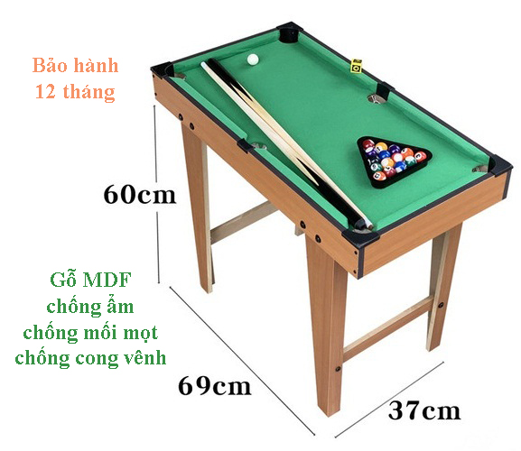 Bàn Bi A Mini Gỗ Cỡ Lớn 69x36cm, Bàn Bida Mini Trẻ Em, Bàn Bida Lỗ Nỉ Cao Cấp, Đầy Đủ Phụ Kiện Dụng Cụ HD Sport