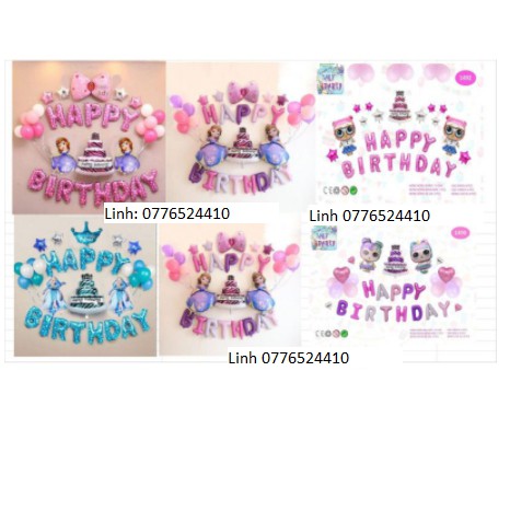 Set bóng trang trí sinh nhật công chúa elsa sofia búp bê