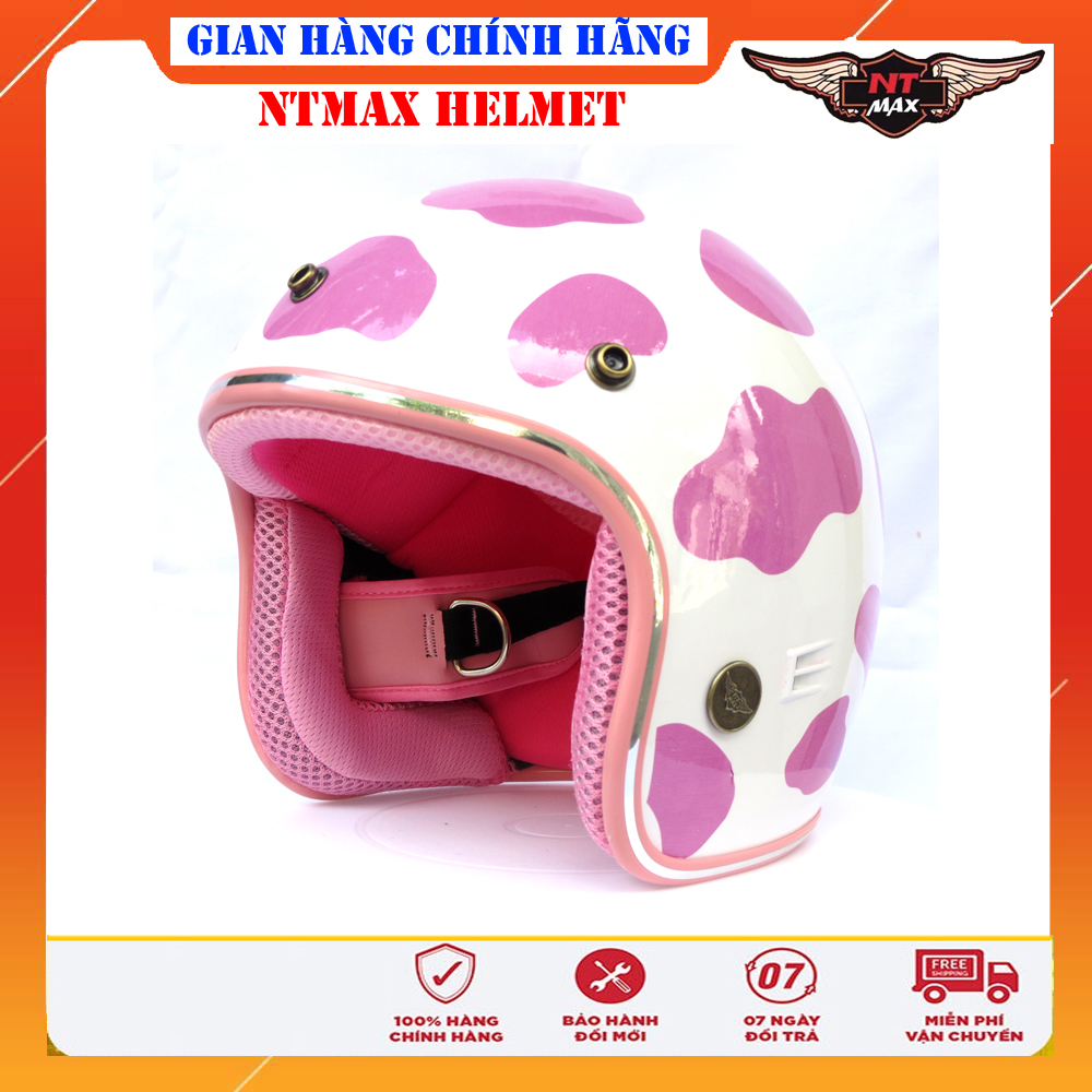 Mũ bảo hiểm 3/4 ntmax trẻ em tem bò sữa