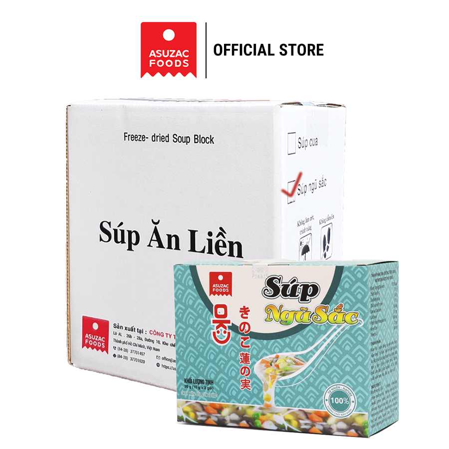 Thùng 6 hộp Súp ngũ sắc Asuzac - Súp chay