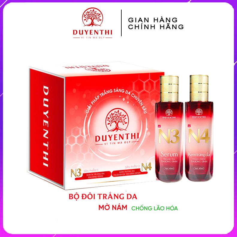 Combo nám duyên thị n3 n4: bao gồm serum trắng da n3 và kem trắng da mờ nám n4