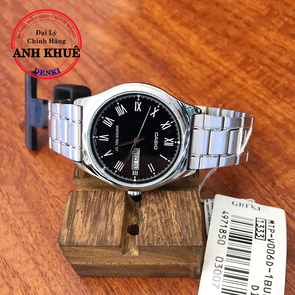Đồng hồ nam dây kim loại thép không gỉ casio anh khuê mtp-v006d-1budf
