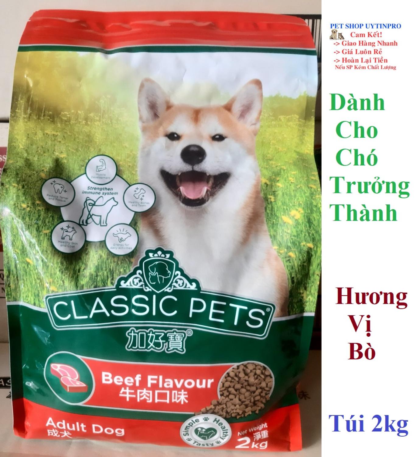 THỨC ĂN HẠT CHO CHÓ TRƯỞNG THÀNH Classic Pets Adult Dog Hương vị Bò Túi 2kg Xuất xứ Thái Lan - Pet shop 24