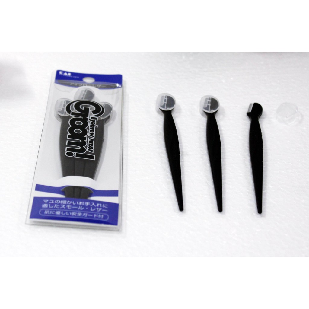 Set 3 Dạo Cạo Lông Mày Cán Dài Kai (Màu Đen)