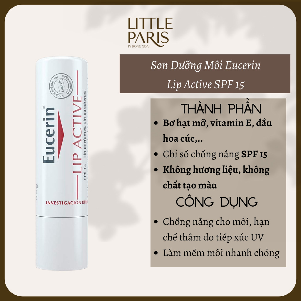 Son dưỡng môi eucerin lip active balm spf15 4,8g