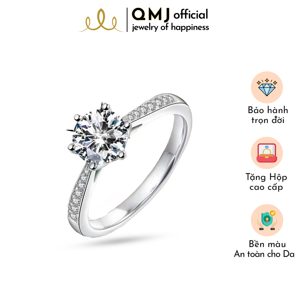 QMJ nhẫn bạc Công nương sáng thiết kế tinh tế, dành cho cô nàng yêu thích thời trang nữ đẹp - QNL1062