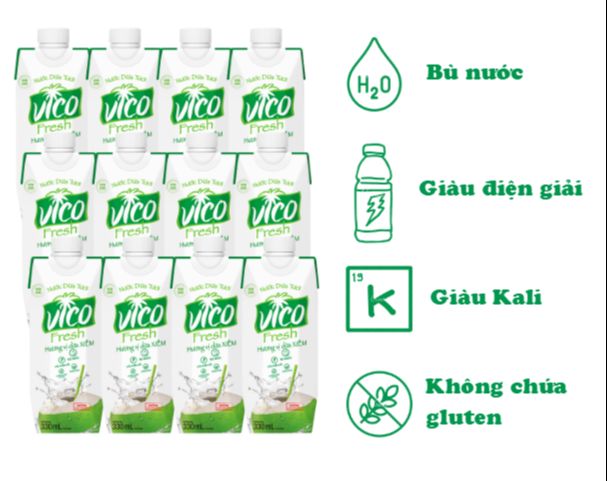 COMBO 12 HỘP NƯỚC DỪA VICO FRESH 330ML - VỊ XIÊM