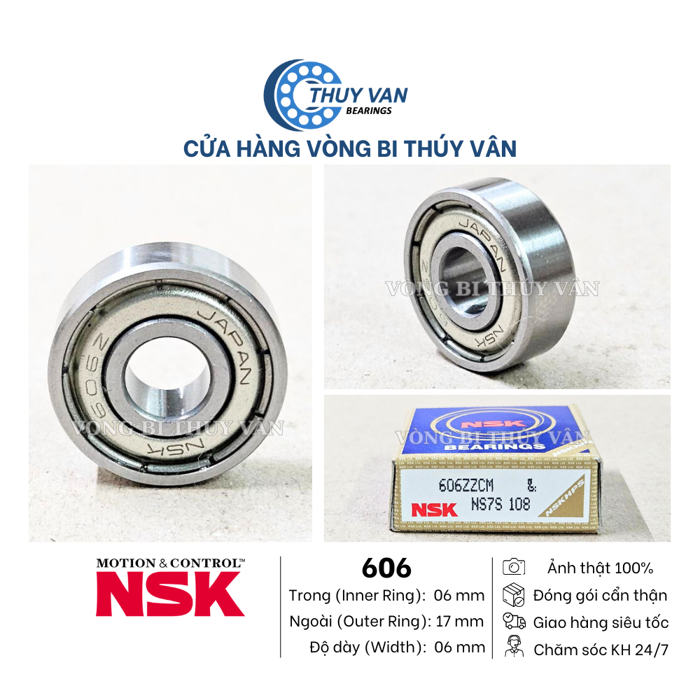 Vòng bi bạc đạn nhỏ, hạt tròn, cầu 606 607 608 625 635 682 688 698 699 nắp phớt kim loại cao su hãng NSK