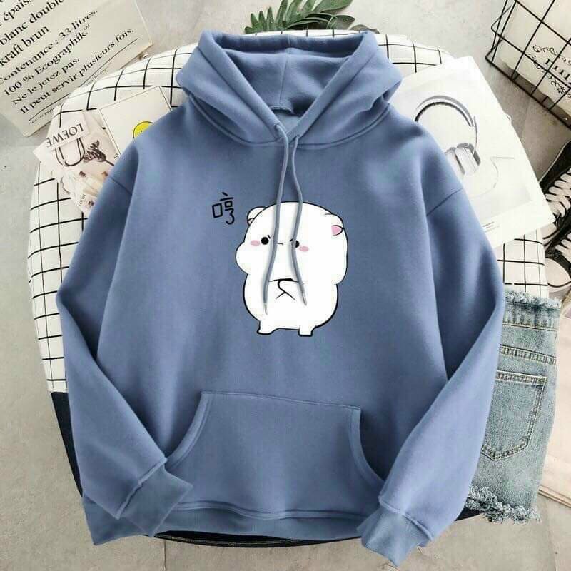 ÁO HOODIE UNISEX ÁO KHOÁC NỮ VẢI NỈ DÀY MỊN TRÒNG ĐẦU MŨ LIỀN IN HÌNH HOẠT HÌNH SIÊU DỄ THƯƠNG