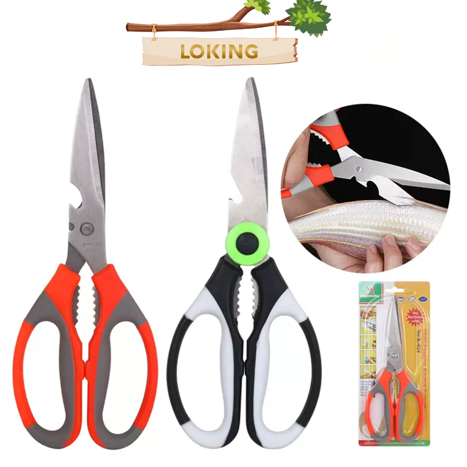Kéo làm bếp đa năng cao cấp, cắt gà, thực phẩm tiện dụng - LOKING
