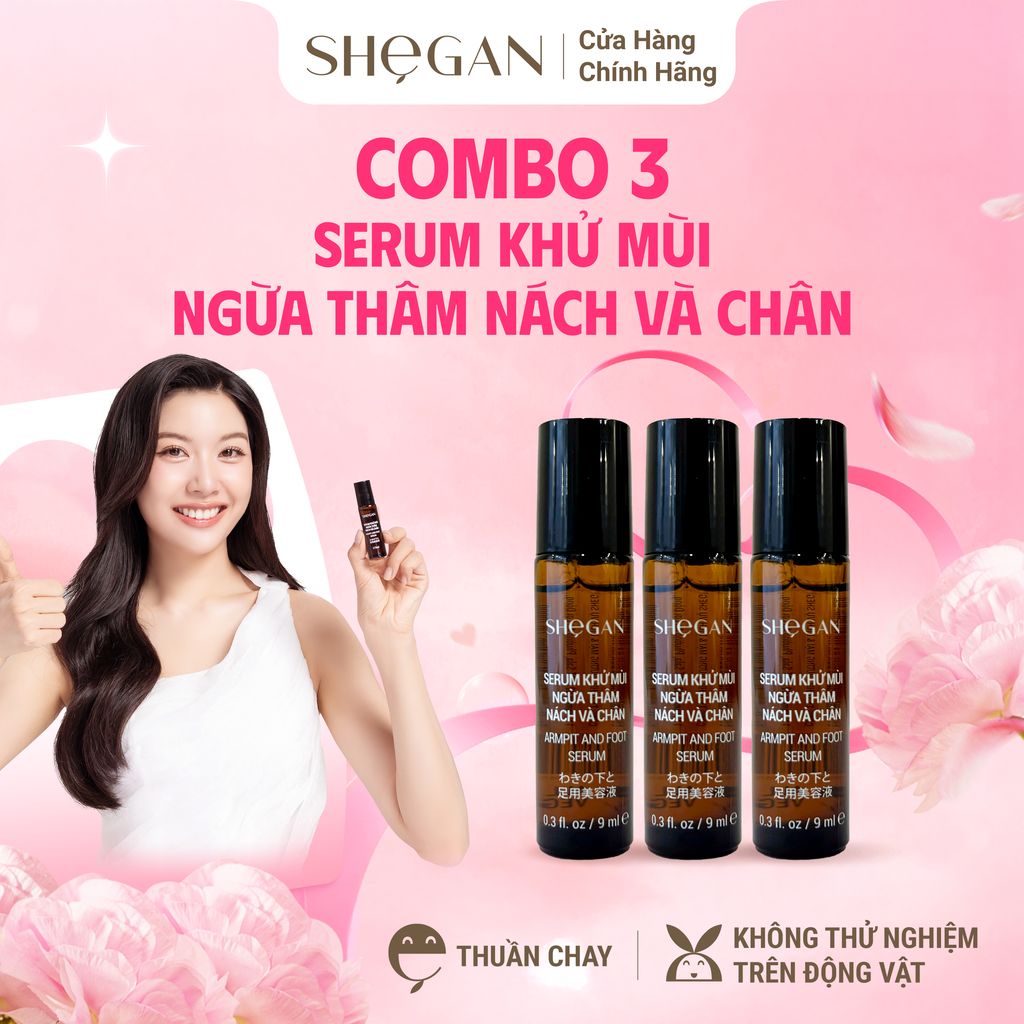 Combo 3 Chai Serum Khử Mùi Ngăn Thâm Nách Và Chân SHeGAN - Khử Mùi, Ngăn mùi Mồ Hôi, Dưỡng Ẩm