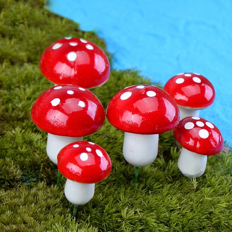 (Set 10 cây) Mô hình cây nấm đỏ trang trí tiểu cảnh terrarium sân vườn M2015