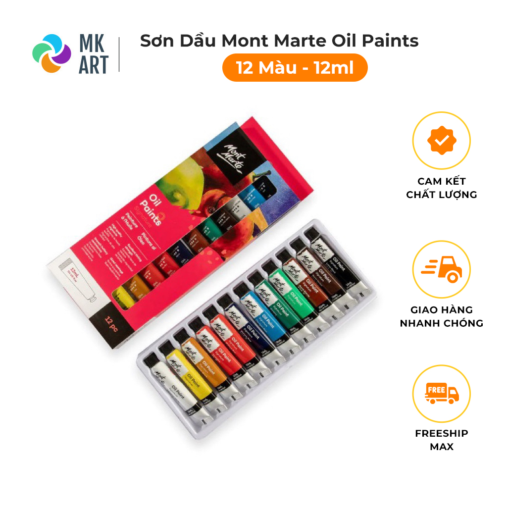 Bộ sơn dầu mont marte 12 màu x 12ml - oil paints
