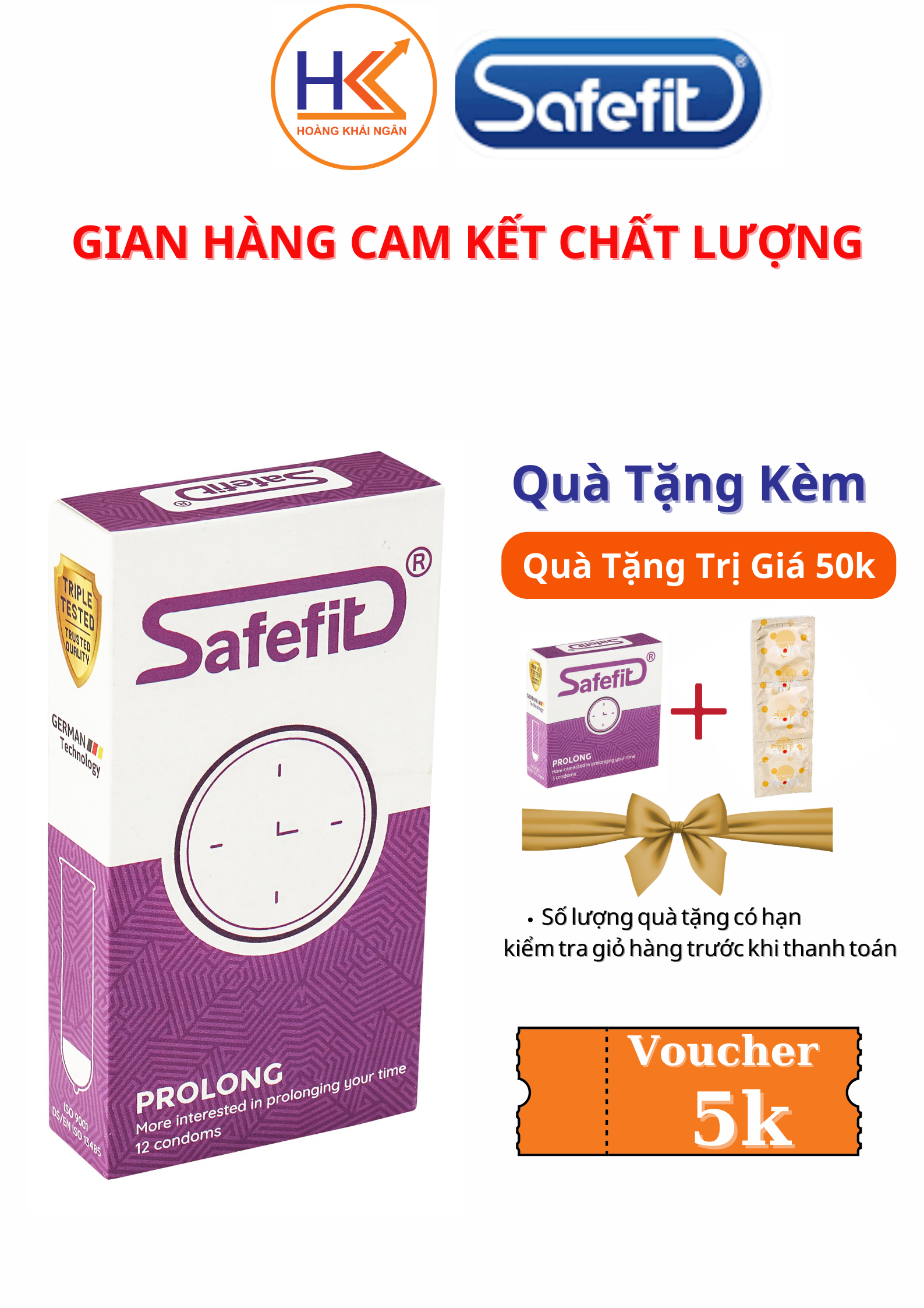 Bao cao su Siêu mỏng Kéo dài thời gian Safe Fit Over Time - 12 chiếc